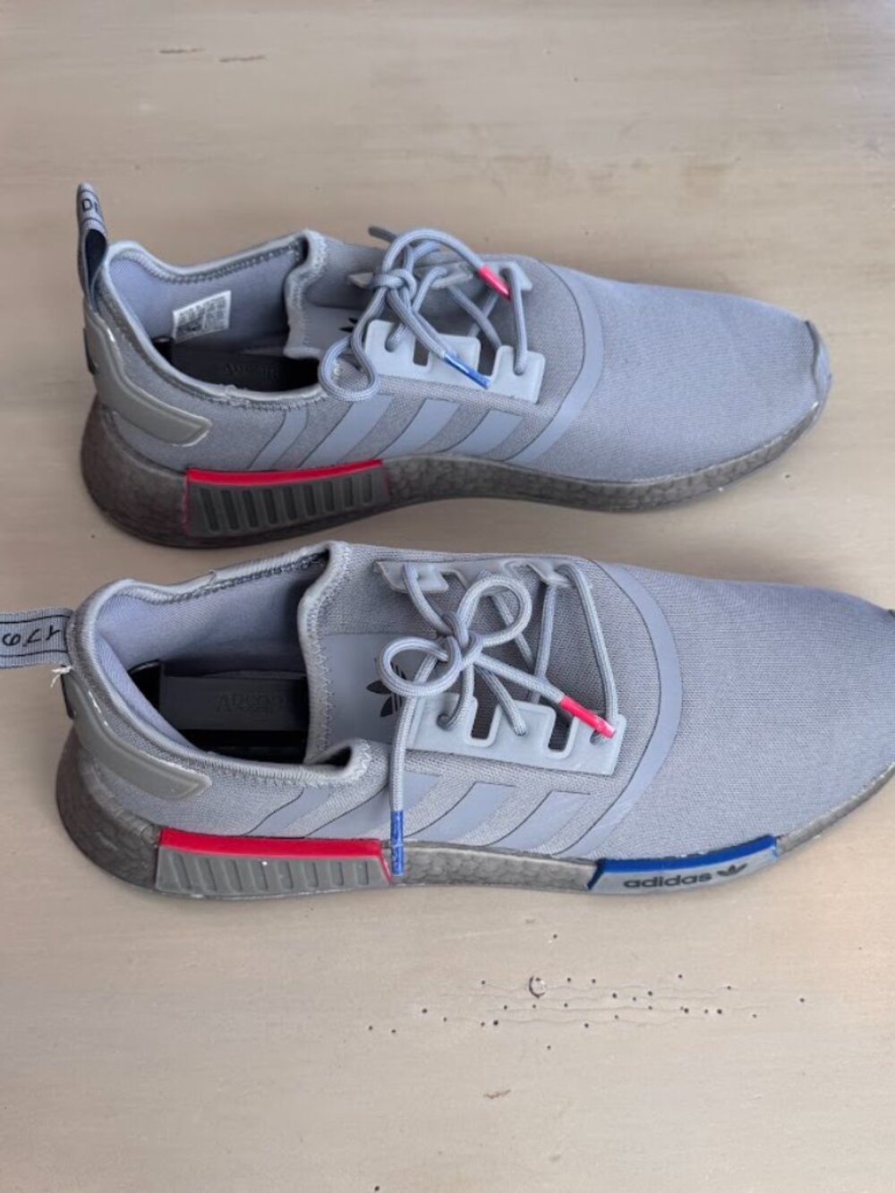 adidas NMD R1 Grey Three Boost Red Blue Men's Size 11.5 GX9524 Athletic Sneaker